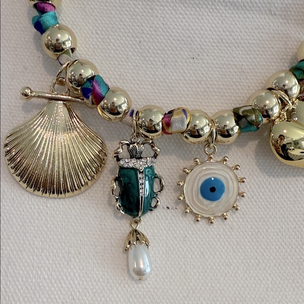 Gold and Multicolor Charm Necklace - Picture 2 of 7
